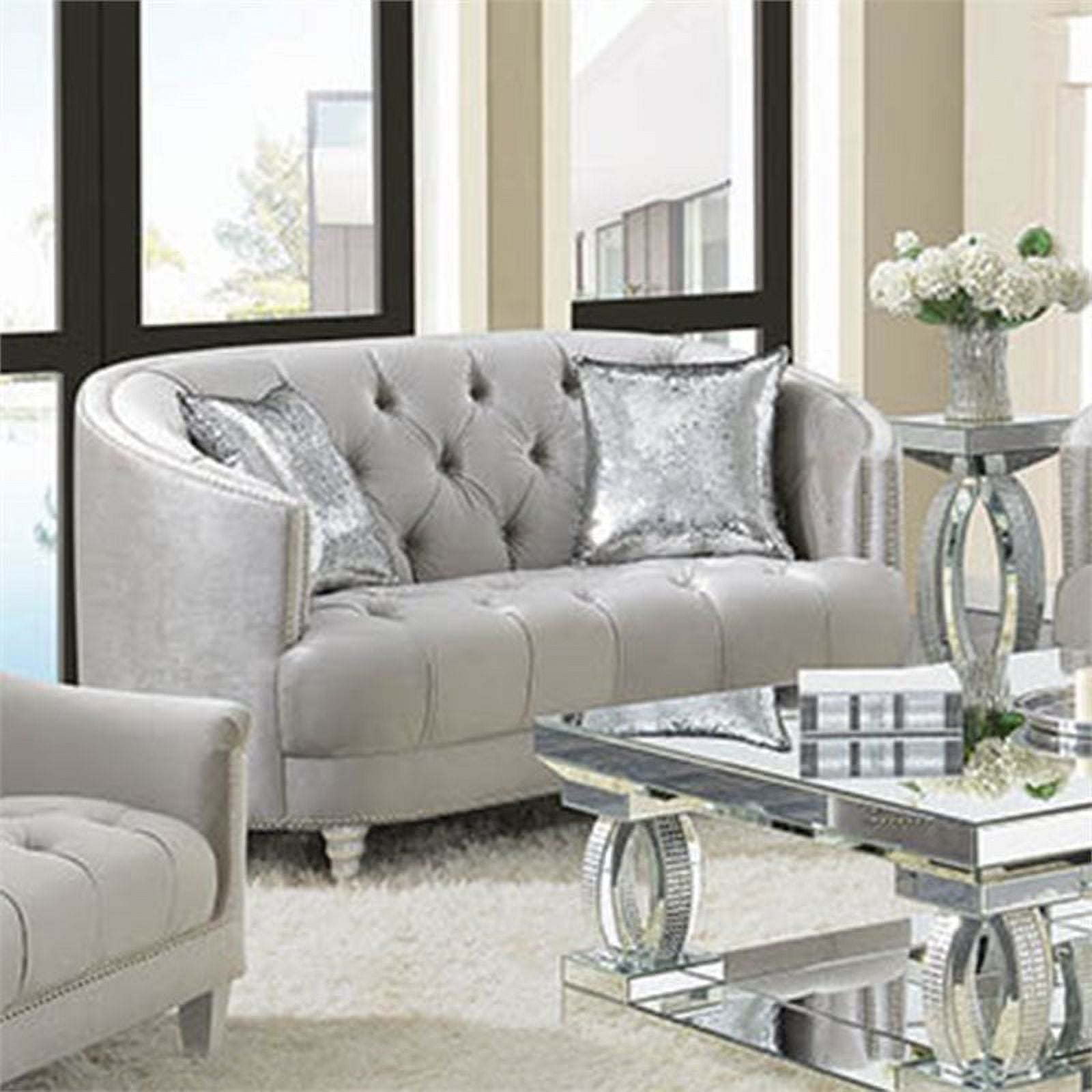 Grey Tufted Loveseat J88912