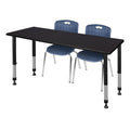 Height Adjustable Classroom Table with 2 Stack Chairs J771138