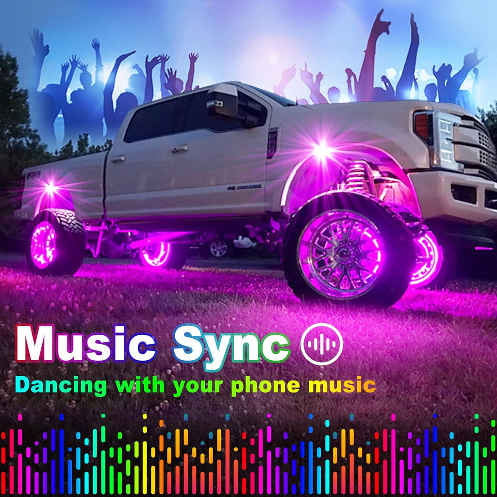 8 Pods RGB LED Rock Lights with APP Control, IP68 Waterproof, Pack of 2 V207903