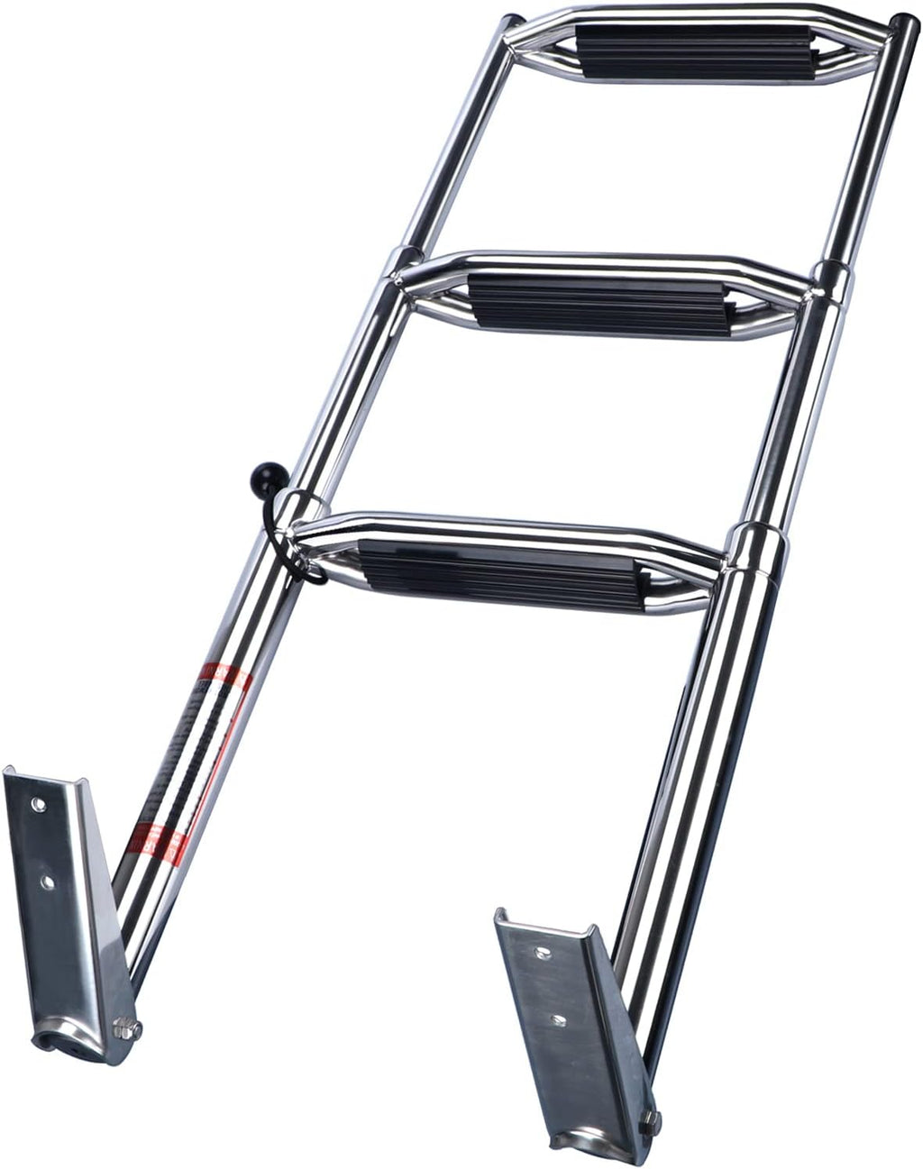 Stainless Steel 3 Step Telescoping Pontoon Boat Ladder with Retaining Strap, 900 Pound Capacity, Pack of 2 P783866