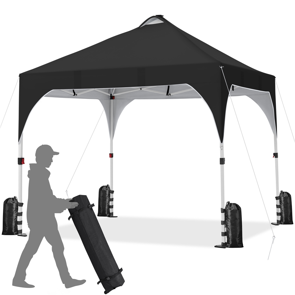 Black 10×10ft Canopy Tent with 17 Solar LED Lights H654467