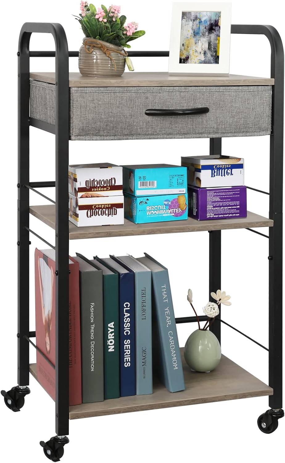 3 Tier Rolling Utility Cart with Drawer K35135