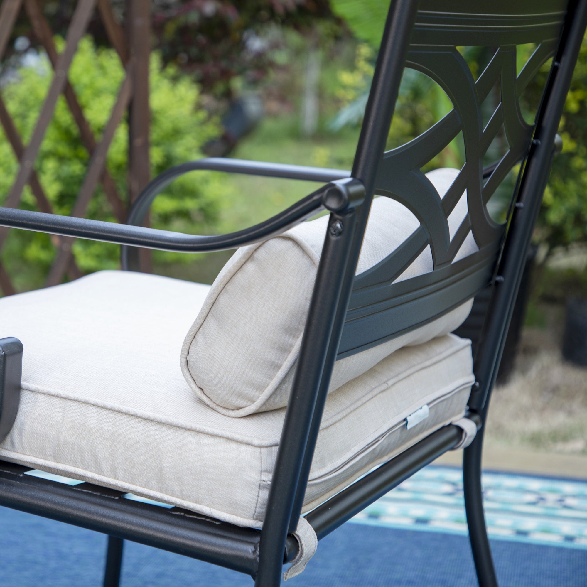 Beige Set of 2 Outdoor Patio Dining Armchairs with Cushioned Seat Q84747