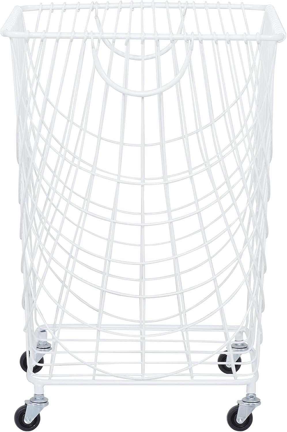 White Metal Rolling Hamper with Wheels V42605