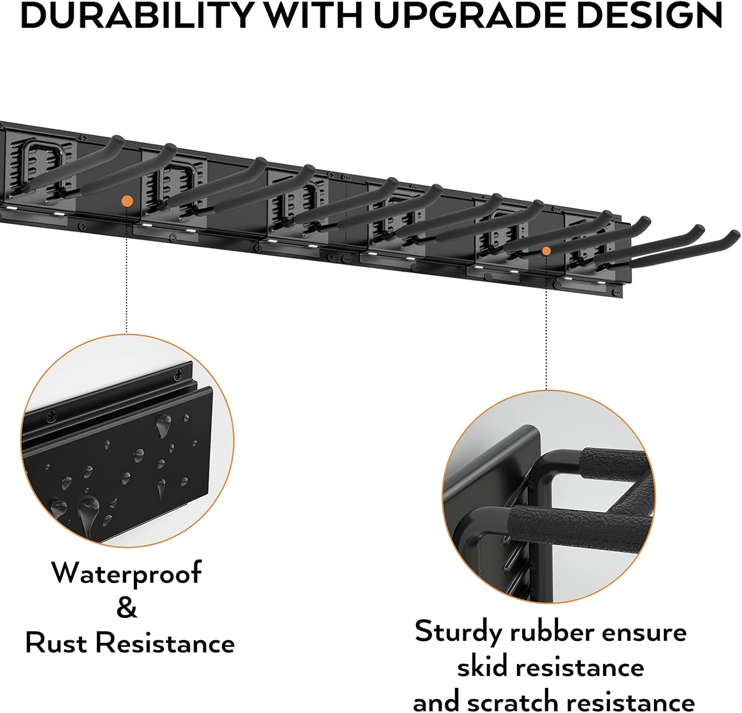 Heavy Duty Garage Storage Tool Organizer Wall Mount Rack with 6 Long Hooks, 48 Inch, Pack of 2 D234493