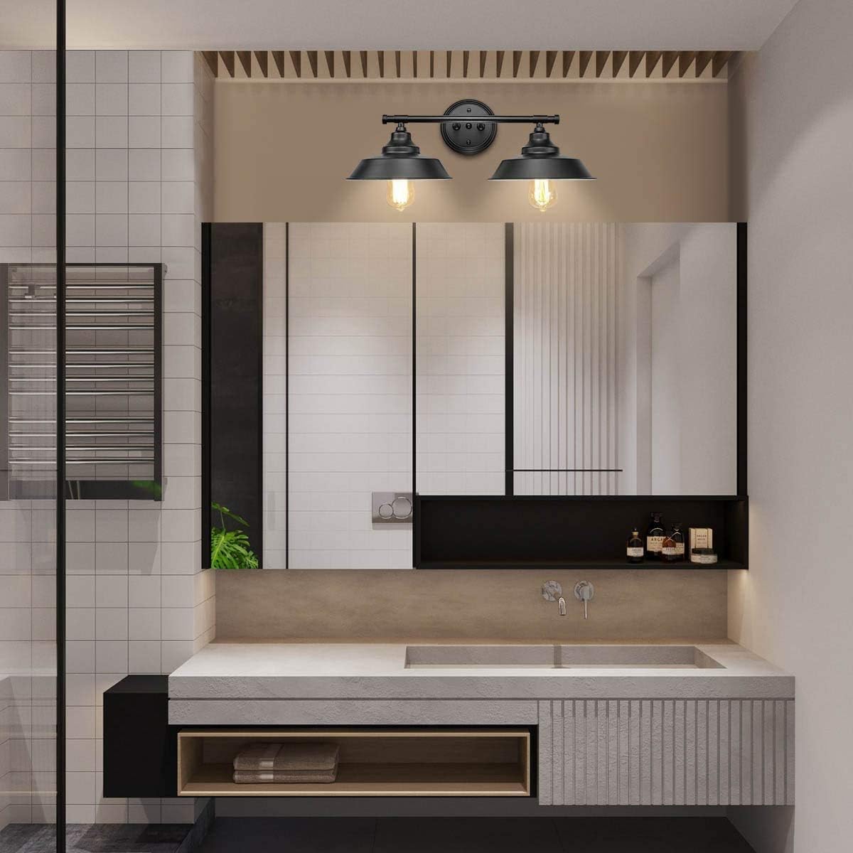 Black Farmhouse Bathroom Vanity Light Over Mirror Wall Sconces R431496