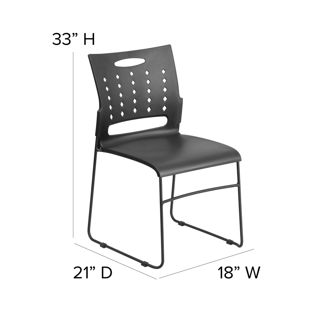 Black Sled Base Stack Chair with Air-Vent Back T4457