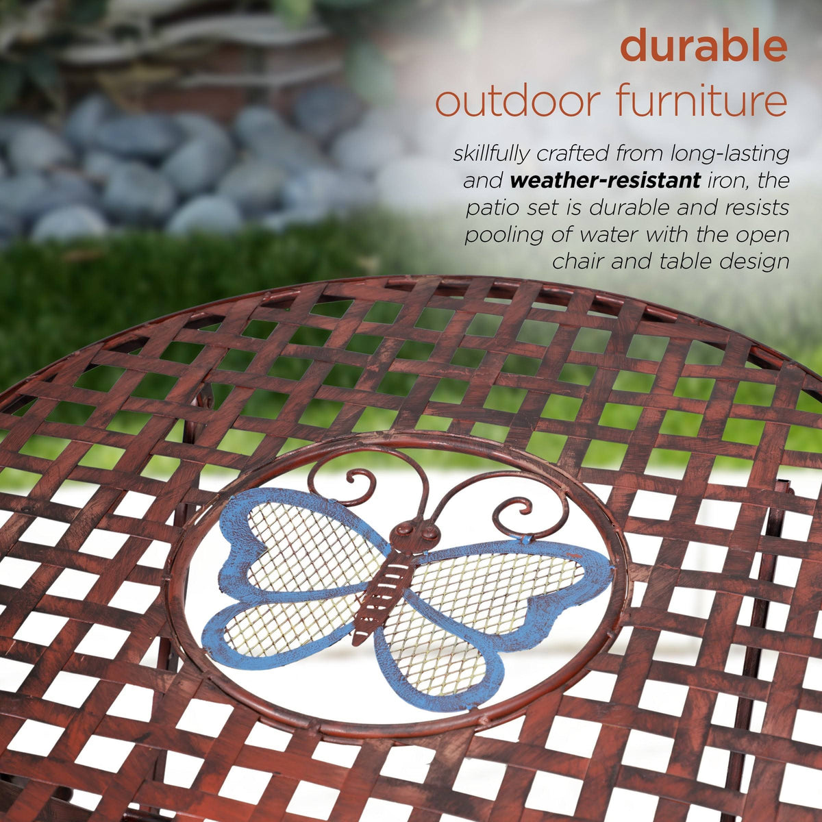 Alpine Butterfly Table and Two Chairs Bistro Set L4236
