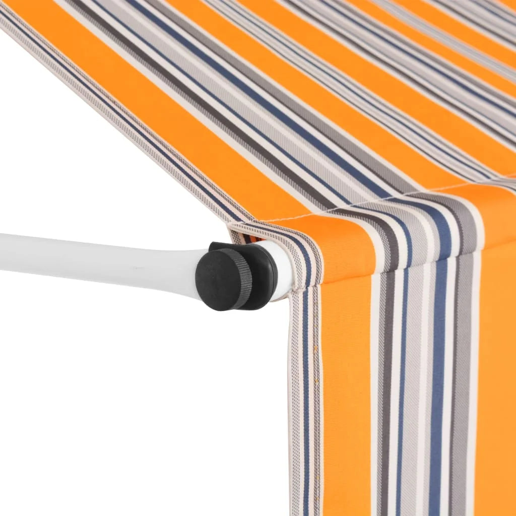 Manual Retractable Awning 59" Yellow and Blue Stripes V644865