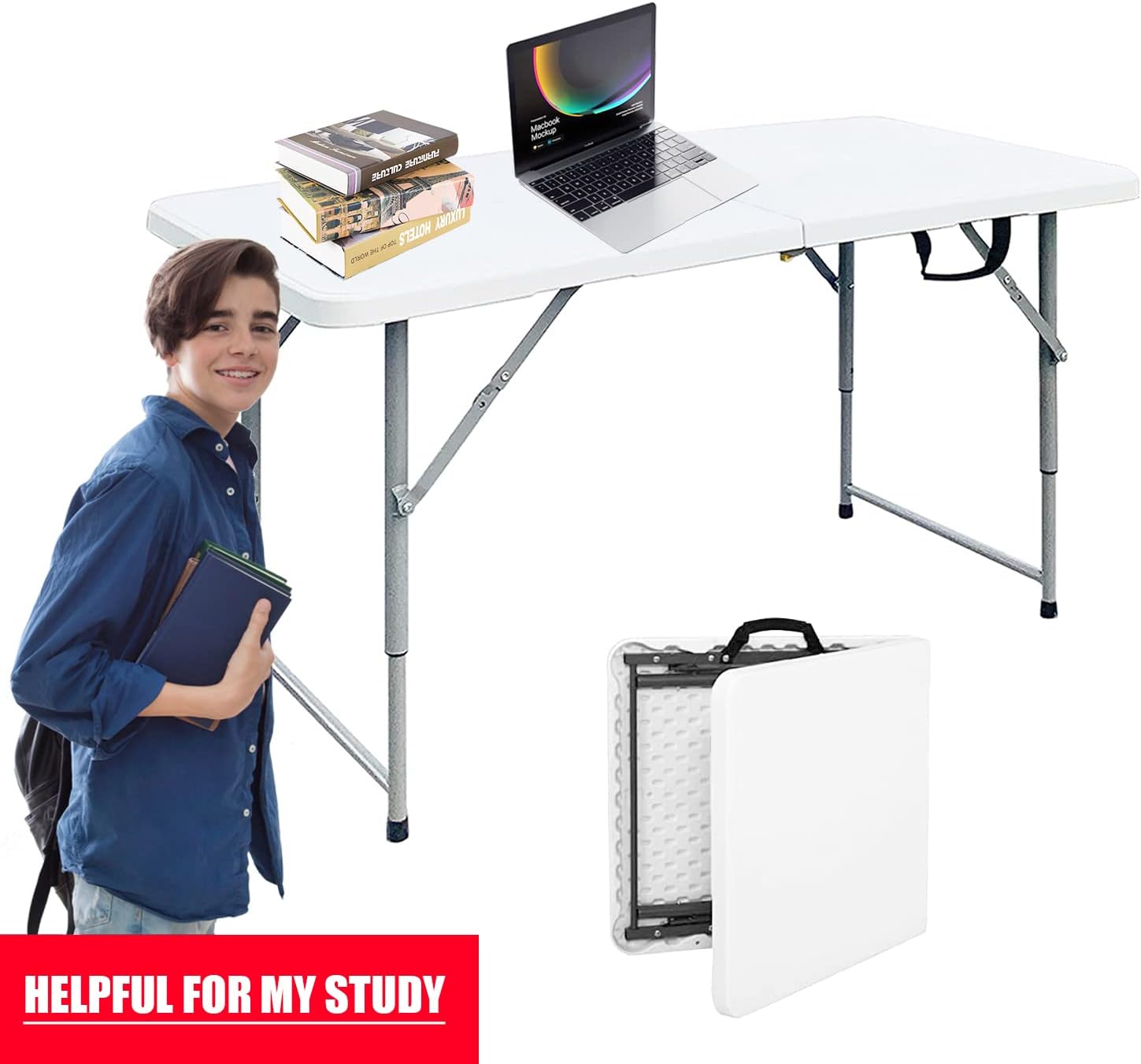 6 ft Folding Plastic Table with Handle P40274