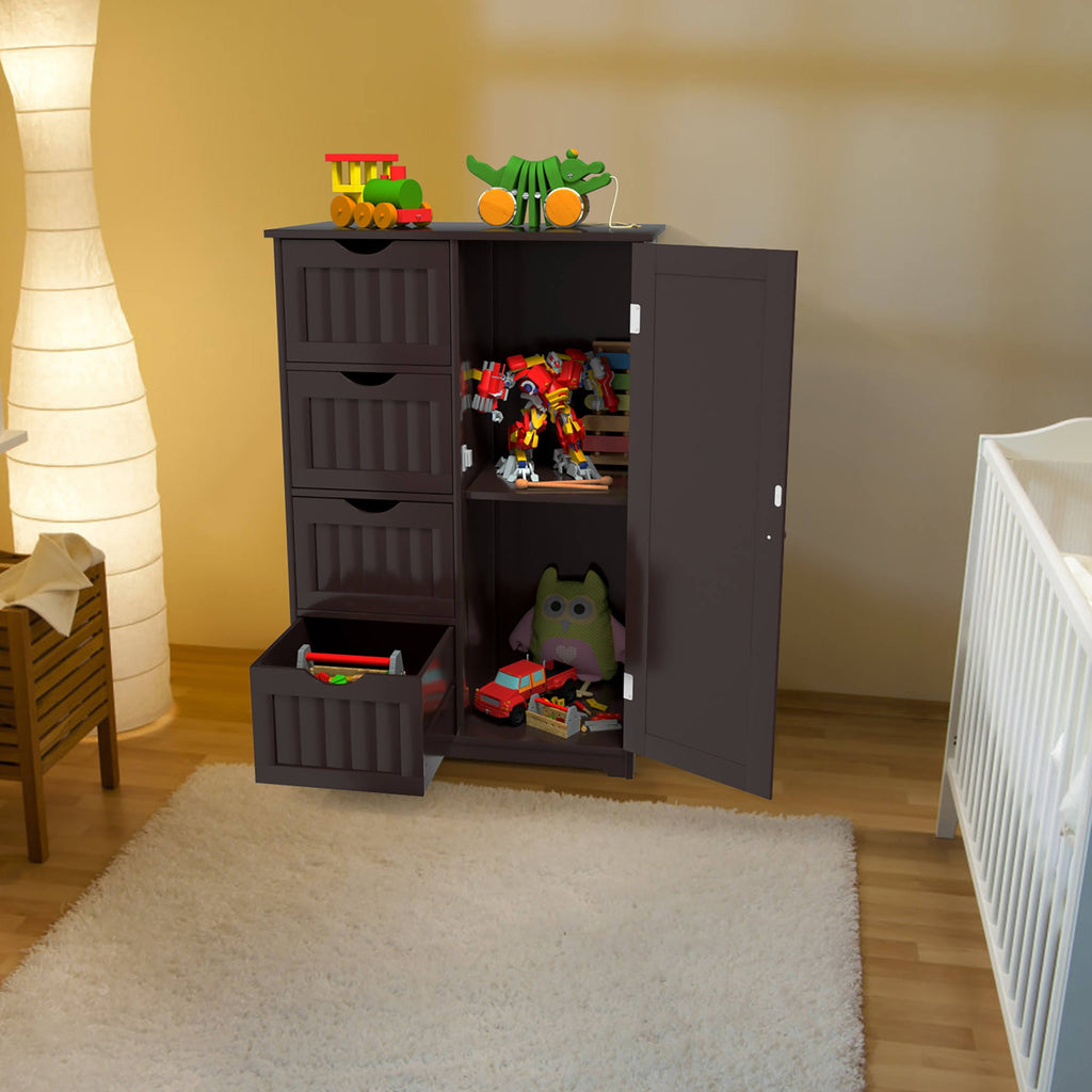 Brown Storage Cabinet with 4-Drawers 2-Shelves D84377