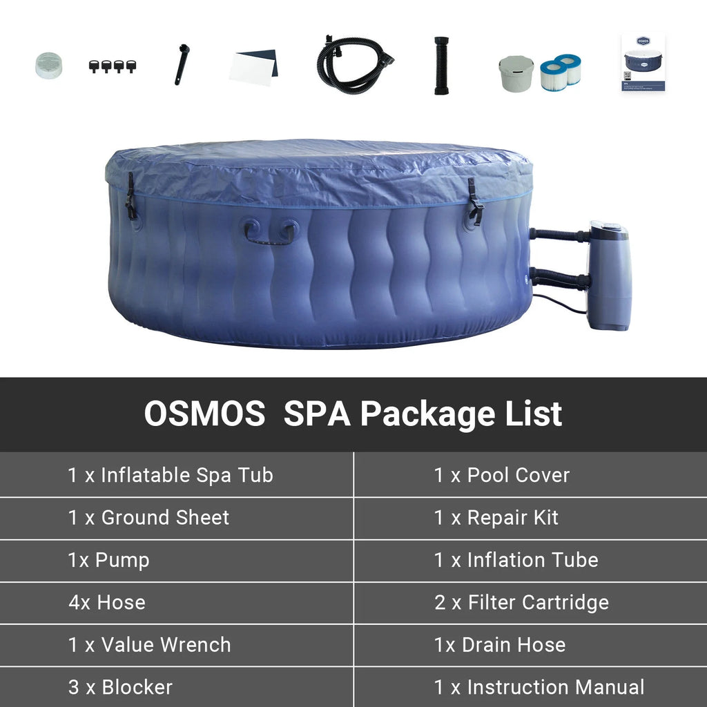 Navy Blue Inflatable Hot Tub 4 Person with 108 Air Jets V1266