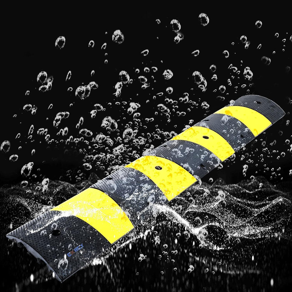 6FT Rubber Speed Bumps 2 Pack Modular Traffic Driveway Speed Bump Heavy Duty Cable Protector Ramp with 8 Bolts (71.7 x 12 x 2.4 Inch) T873751