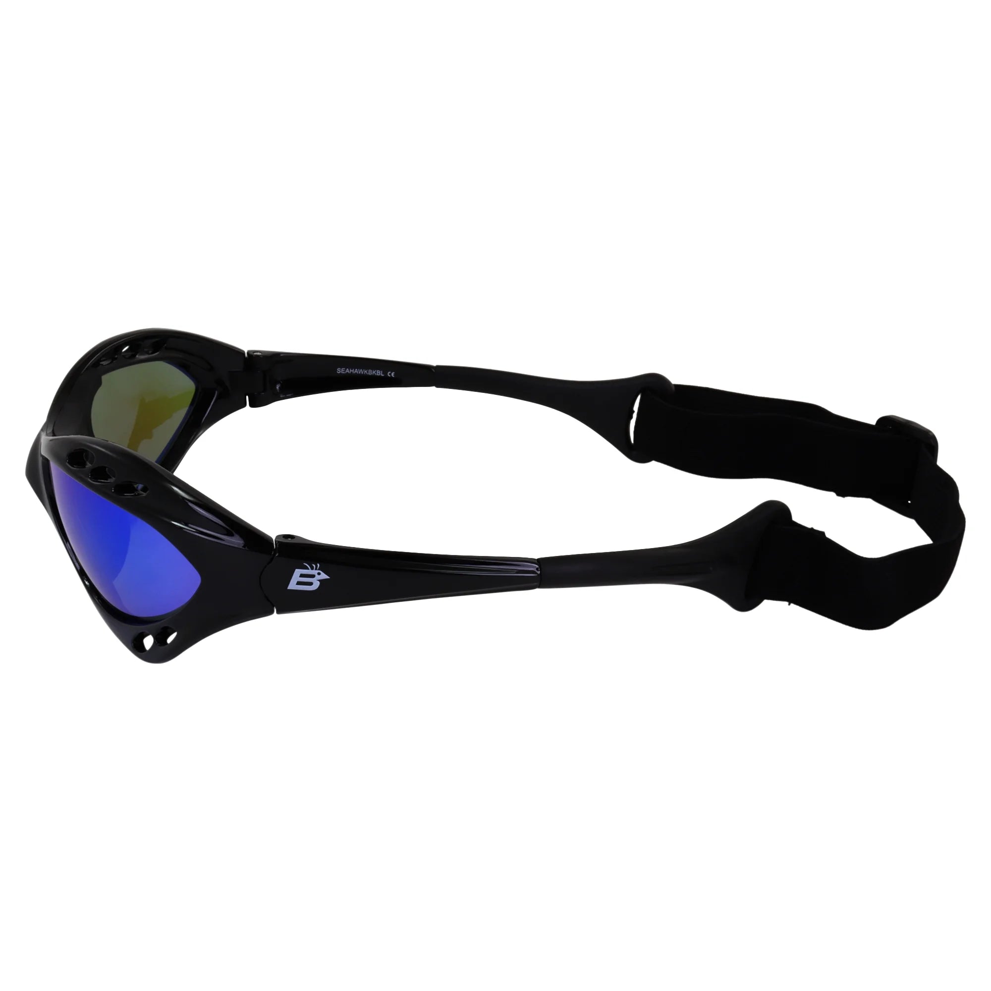 3 Pairs Padded Polarized Sunglasses with Strap Black Frame Blue Pink Green Mirror Lenses M247