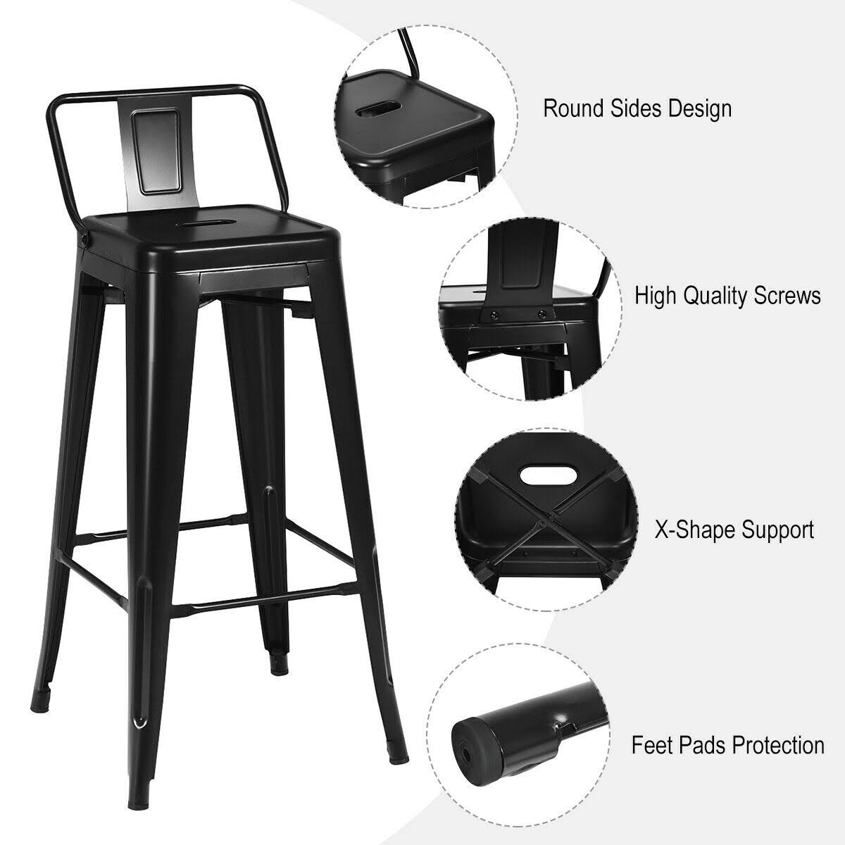 Black Metal Barstools Set of 4 M237978