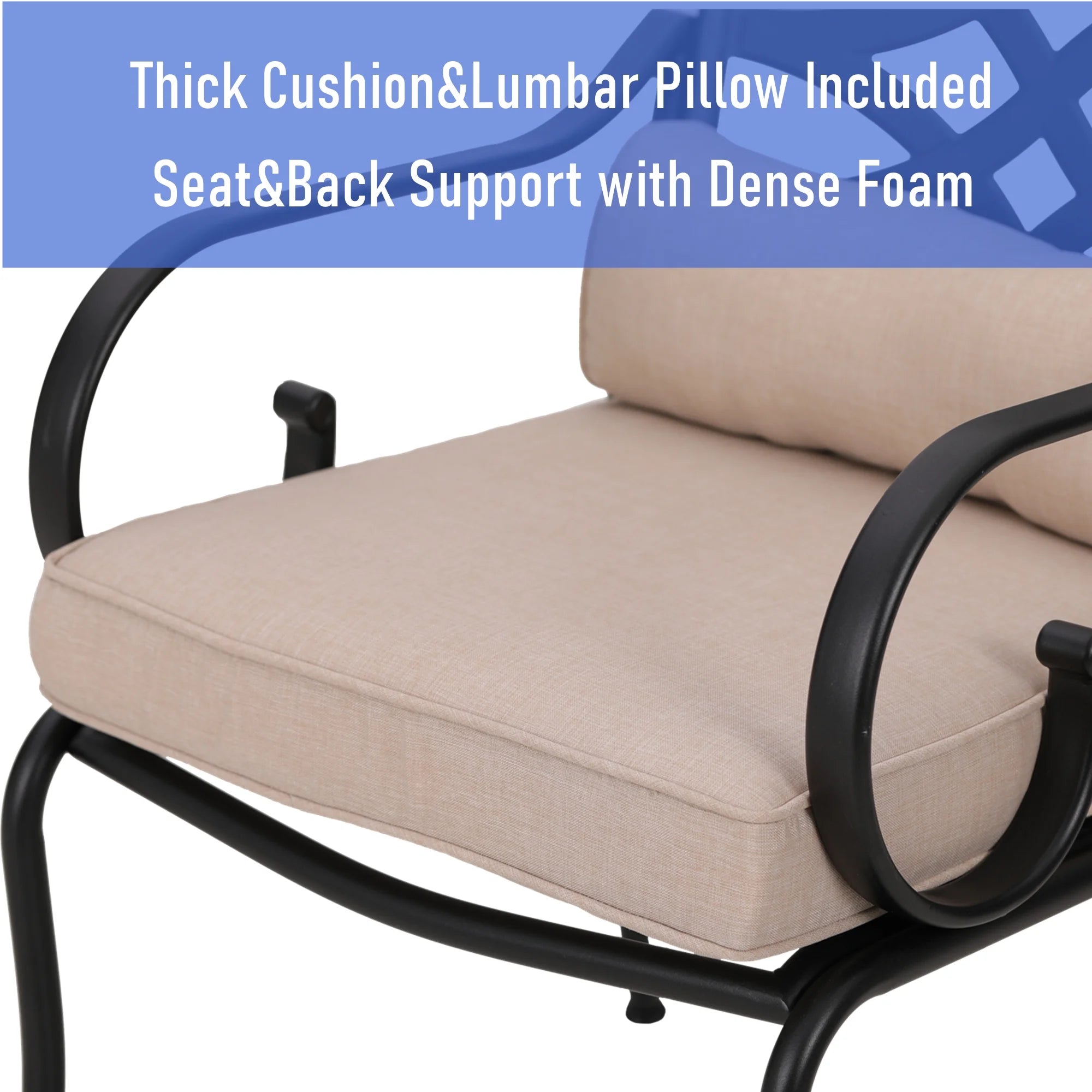 Beige Set of 2 Outdoor Patio Dining Armchairs with Cushioned Seat Q84747