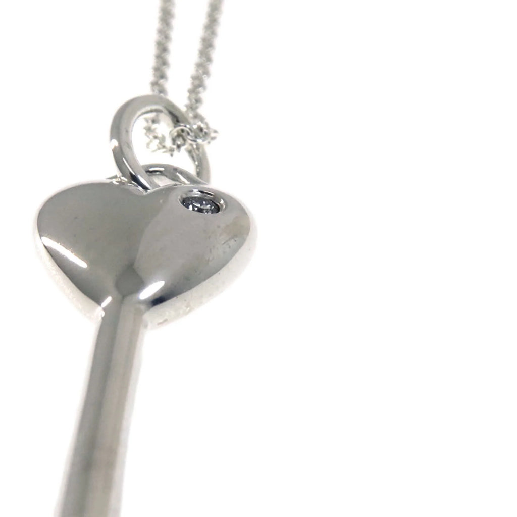 Tiffany Heart Key Diamond Necklace Silver T370
