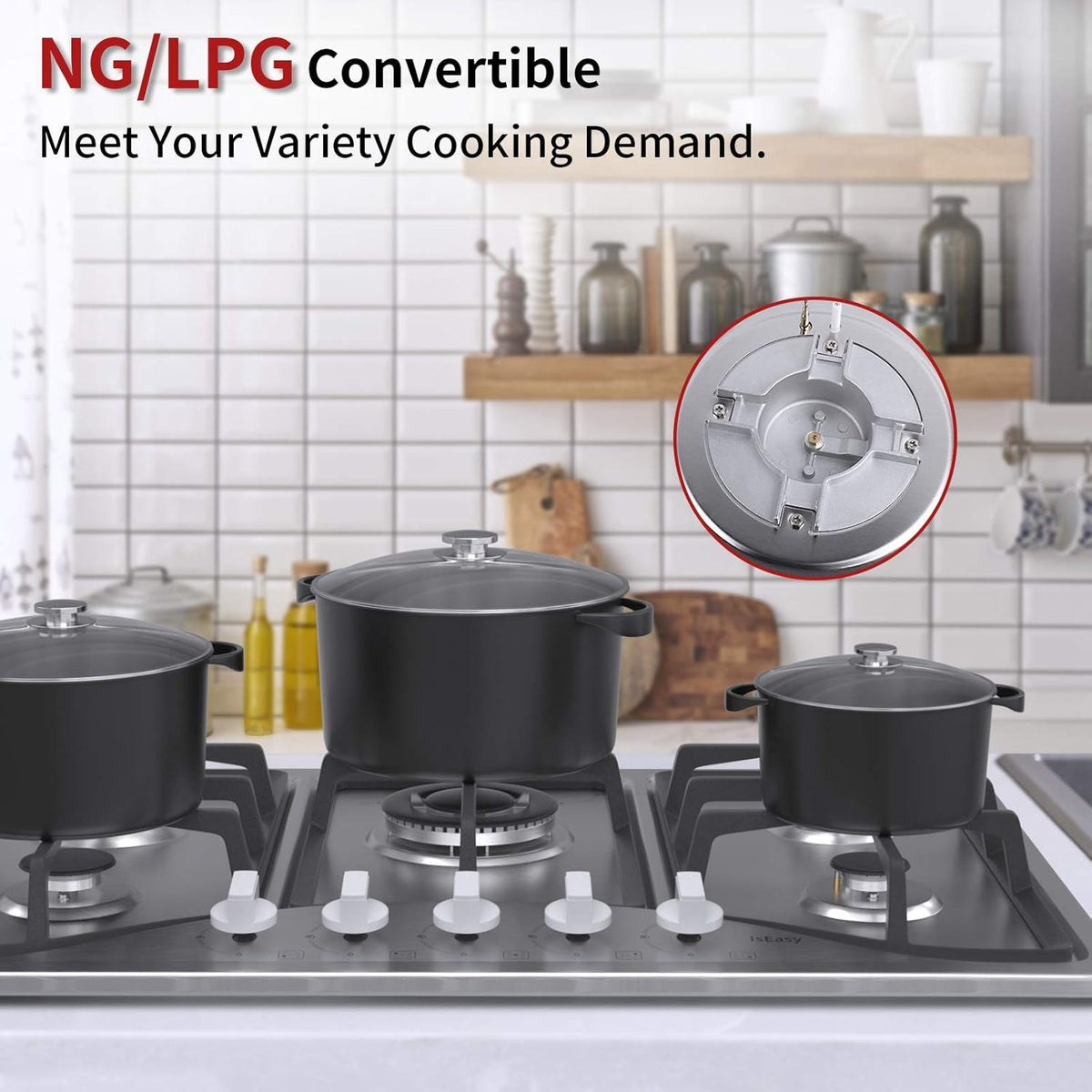 30 Inch 5 Burner Built-in Gas Stovetop Stainless Steel P87200