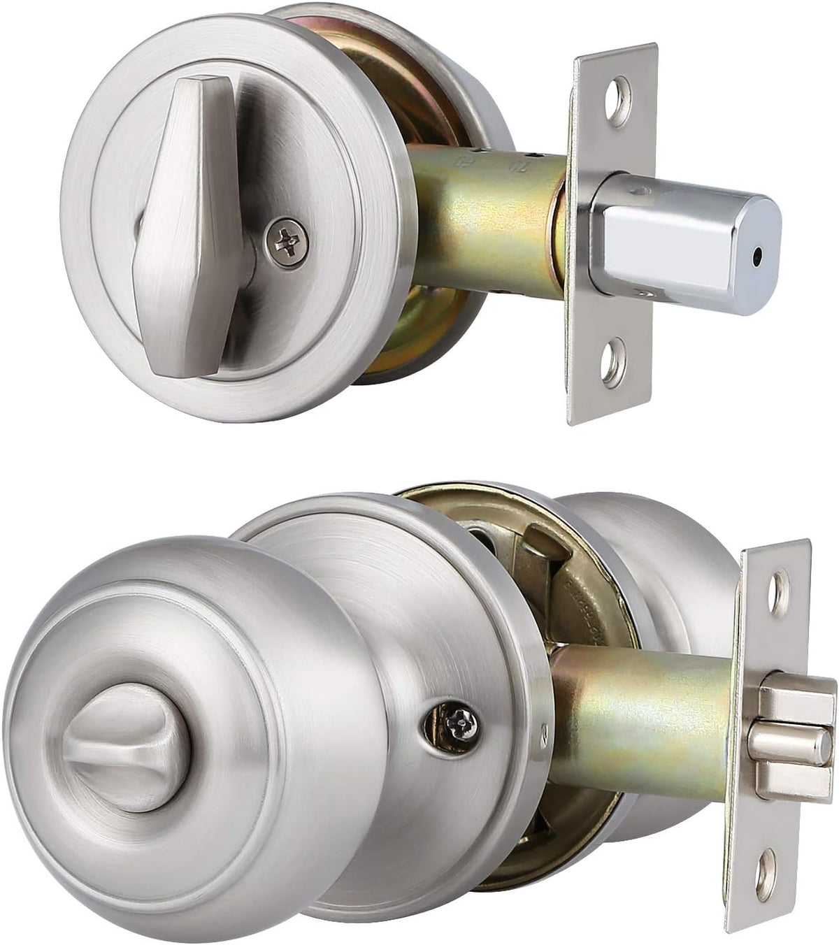 5 Pack Entry Door Knob and Single Cylinder Deadbolt Combo Pack in Satin Nickel C418760