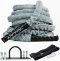 Battle Rope 30ft Length 100% Dacron Heavy Weighted Rope with Wall Anchor 2 Anchor Straps 1 Carabiner C91379