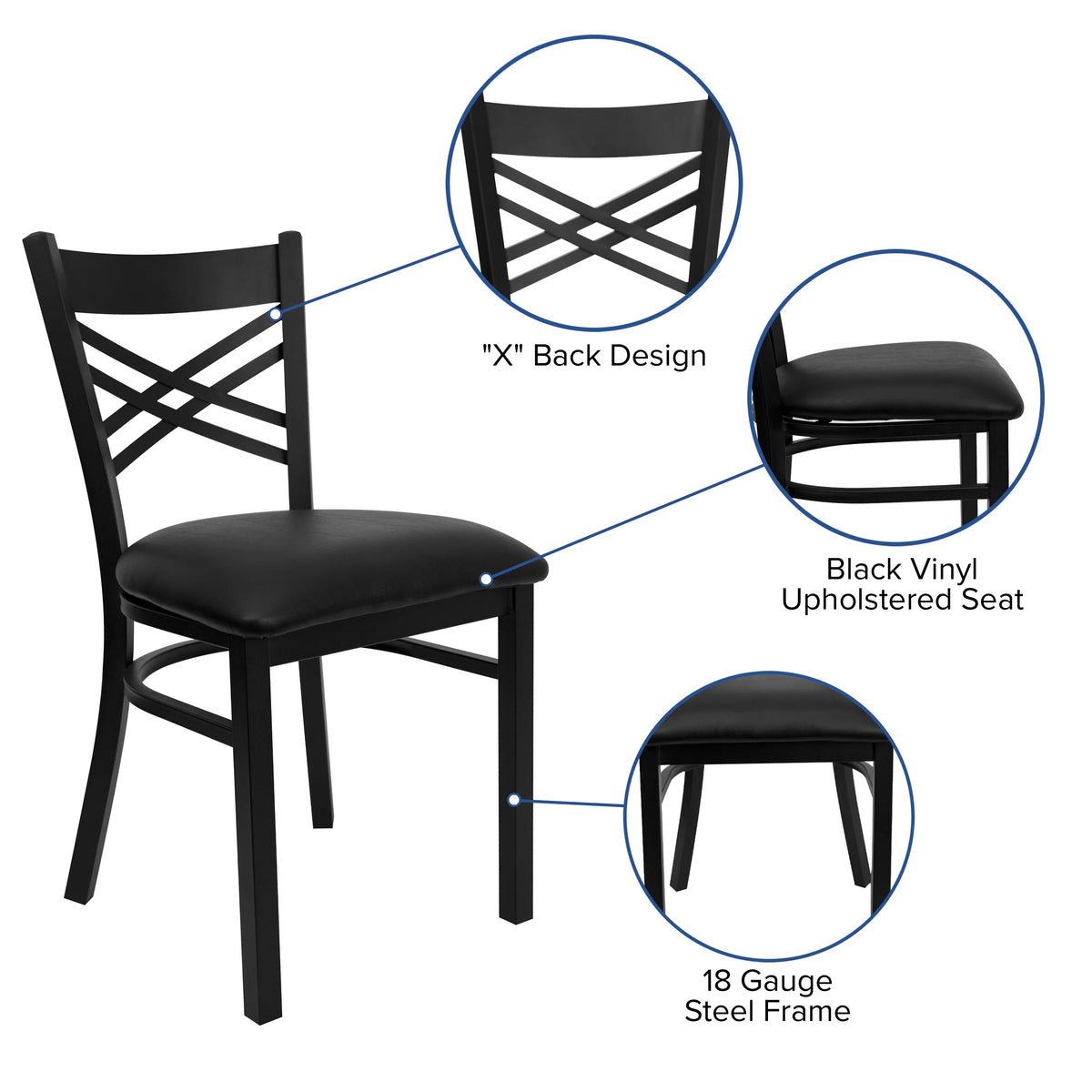 Black Vinyl Seat Metal Restaurant Chair D708