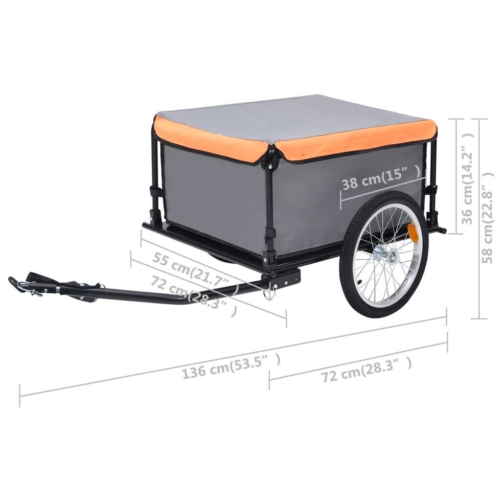 Gray and Orange Bike Cargo Trailer S1430