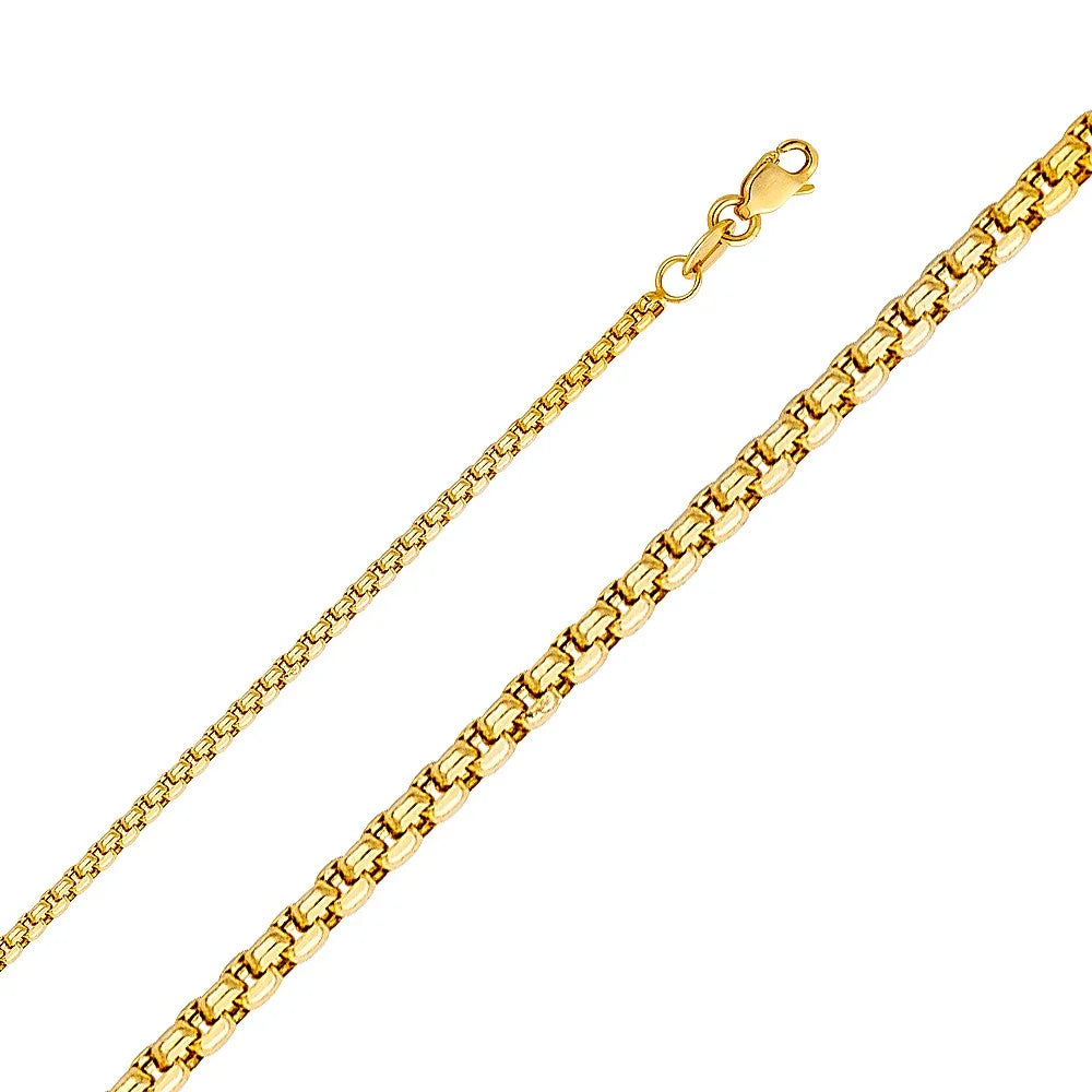 14K Yellow Gold Hollow Half Round Box Chain B22095