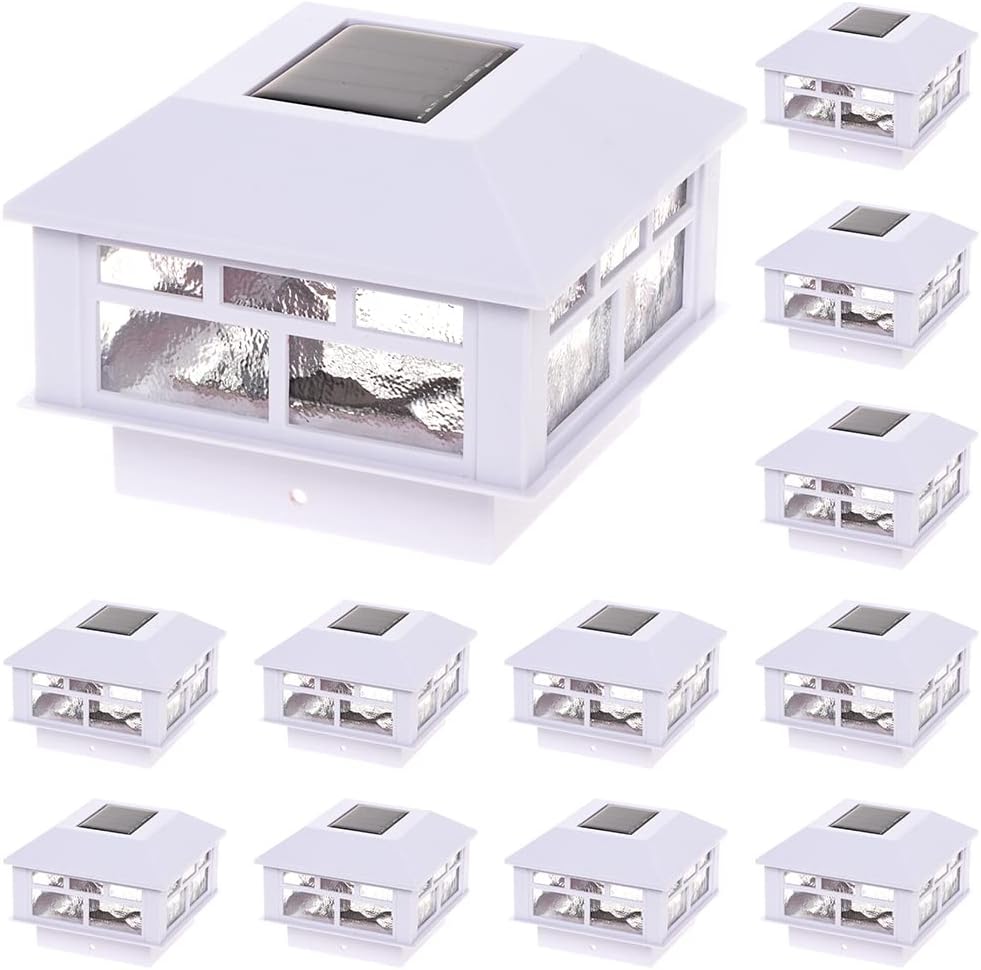 White 8 Pack Solar Powered LED Post Cap Lights P31565