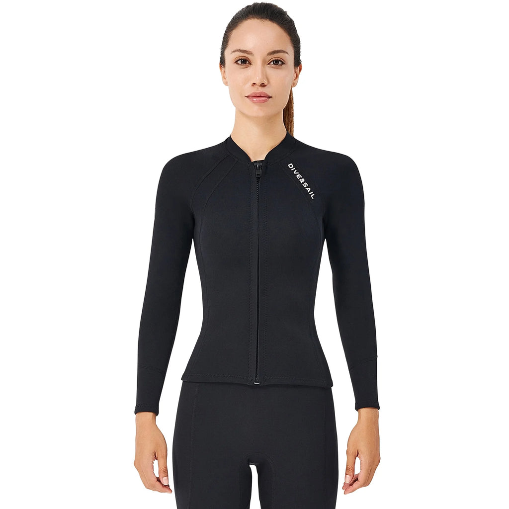 2mm Neoprene Front Zipper Wetsuits Jacket Long Sleeves V9009