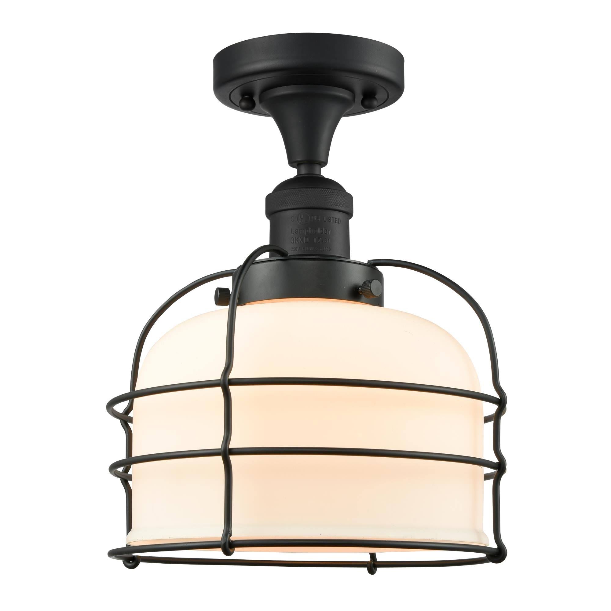 Large Bell Cage 1 Light Semi-Flush Mount X156
