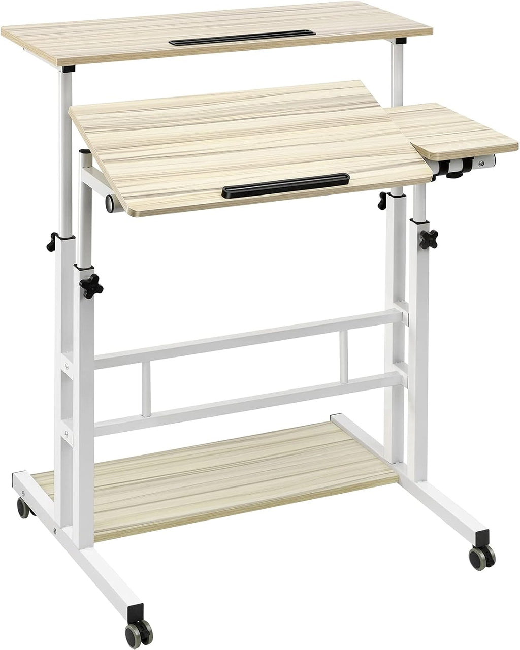Rustic Brown Mobile Stand Up Desk with Wheels A76123