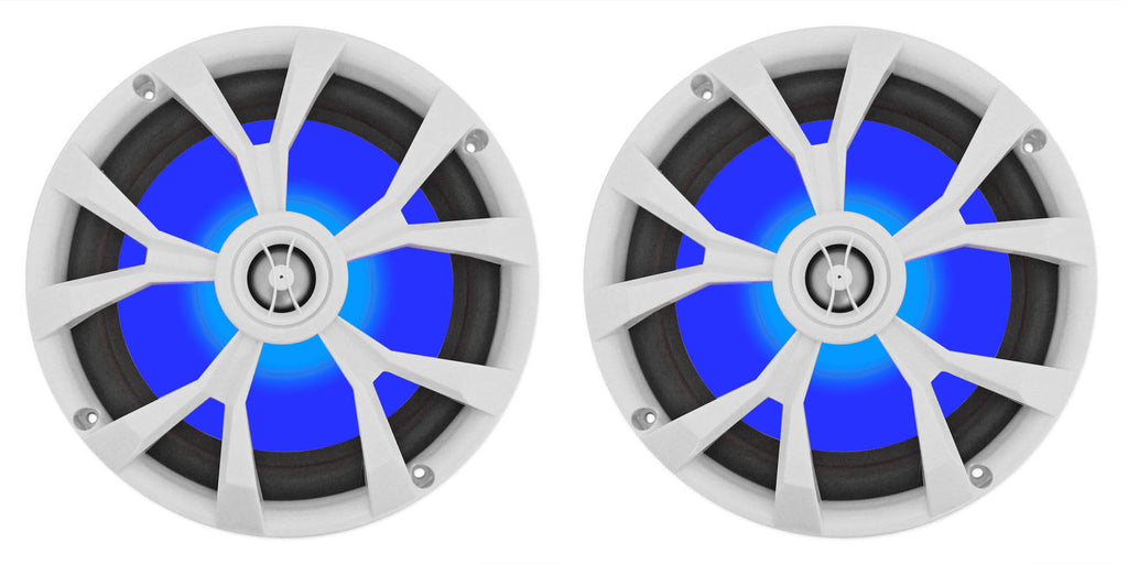 8x22 900 Watt White 2-Way Marine Boat Speakers with LED D72769
