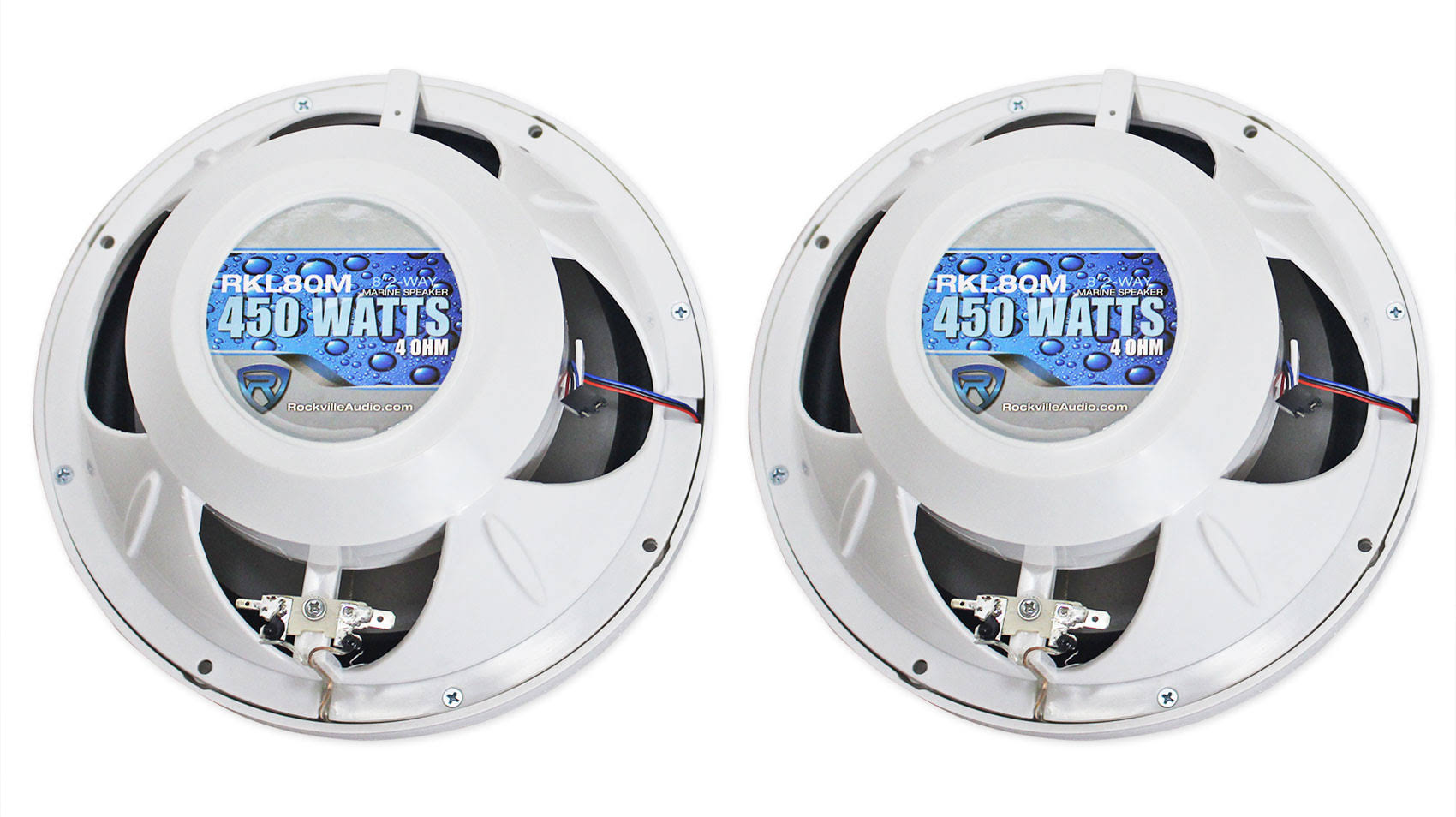 8x22 900 Watt White 2-Way Marine Boat Speakers with LED D72769