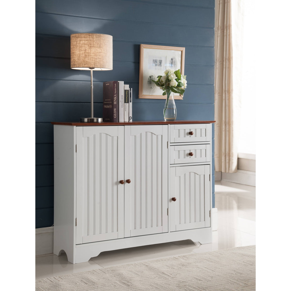 White Wood Kitchen Storage Cabinet G19690