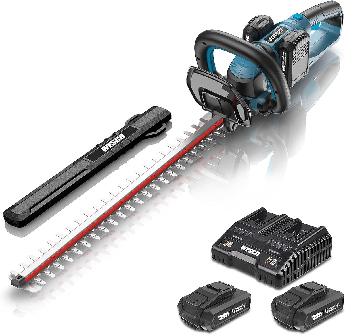 20V Cordless Hedge Trimmer, 20-Inch Dual Action Blade, 2.0Ah Li-ion Battery and Charger Included Y452