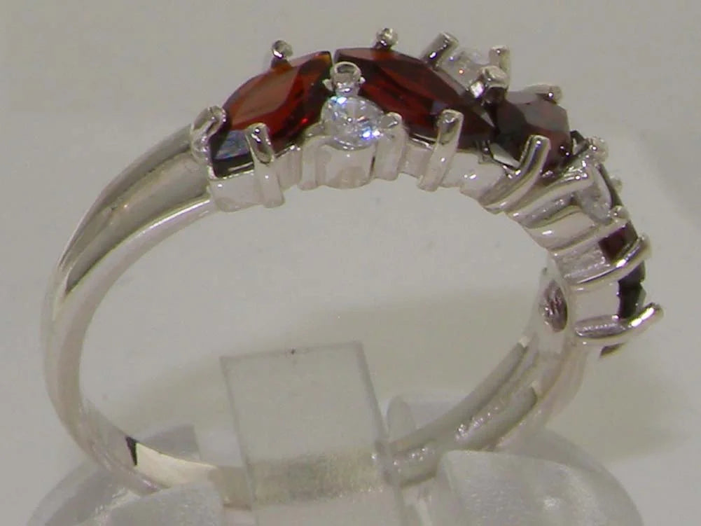 14k White Gold Natural Garnet & Diamond Eternity Ring R6016