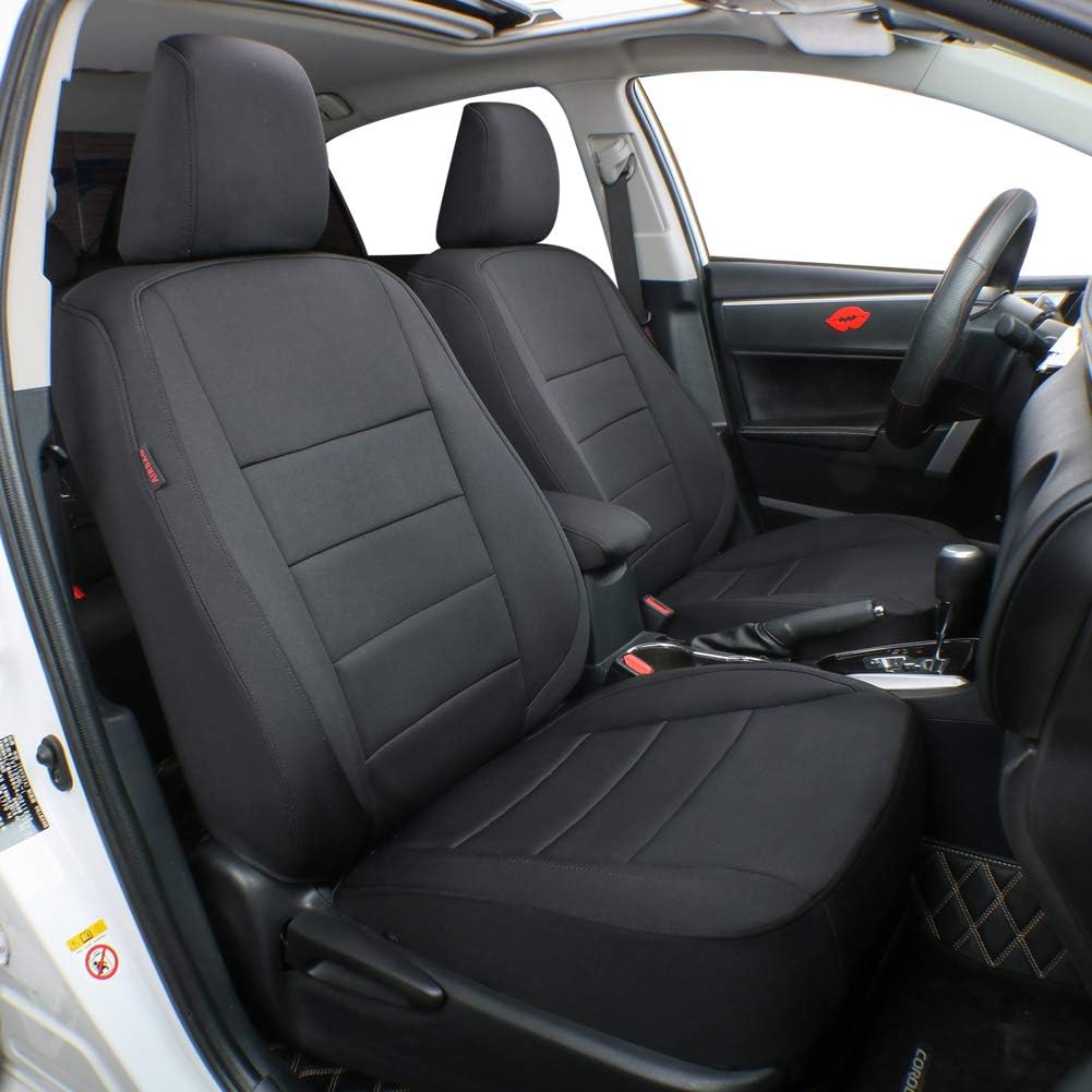 Black with Red Piping Leatherette Car Seat Covers X4600