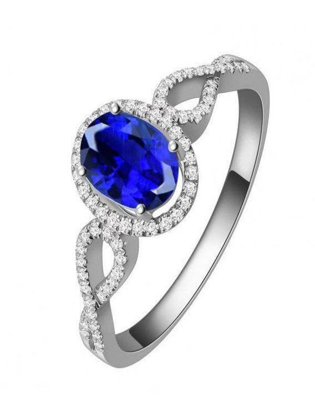 14k White Gold Sapphire and Diamond Engagement Ring X4024