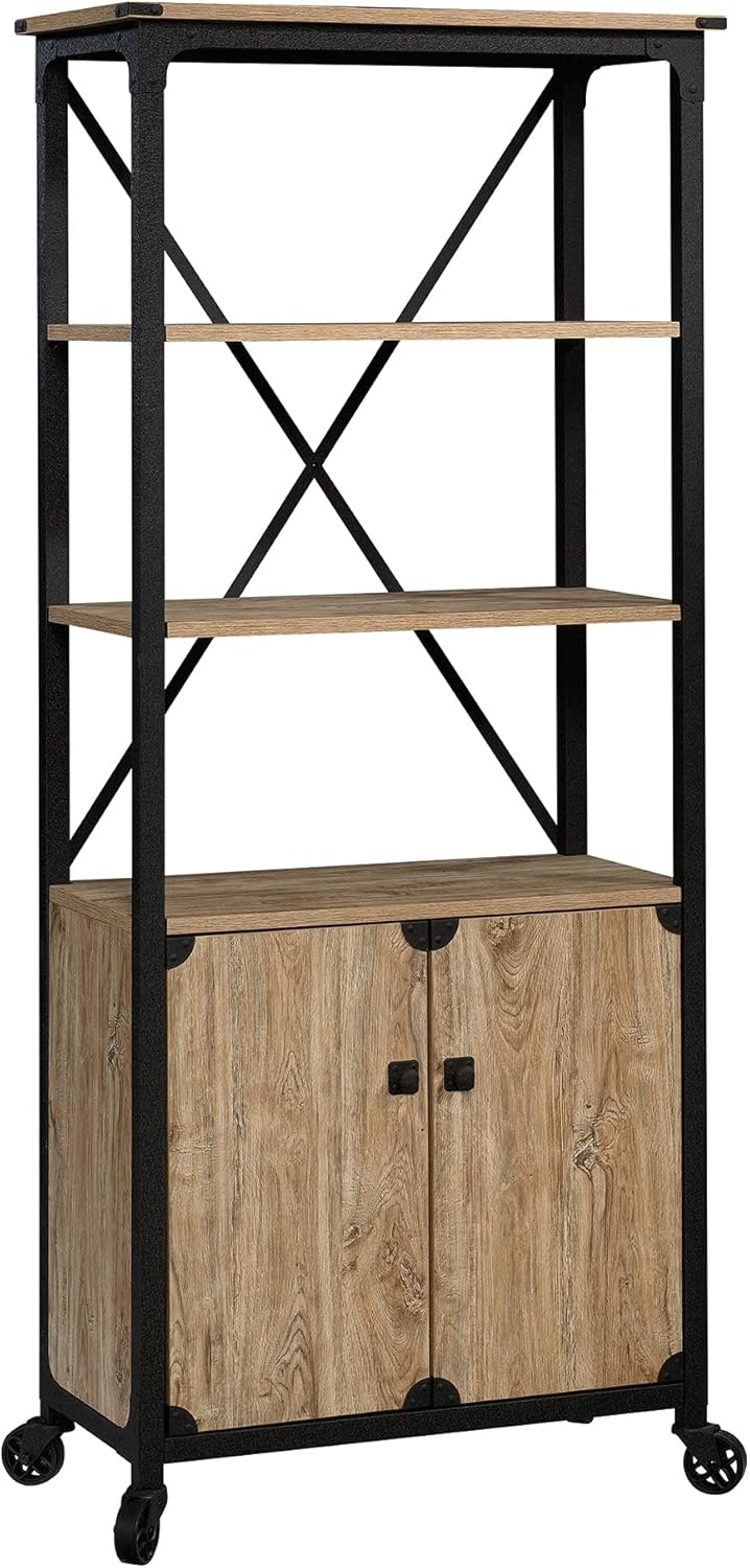 Bookcase with Doors, Carbon Oak Finish D99494