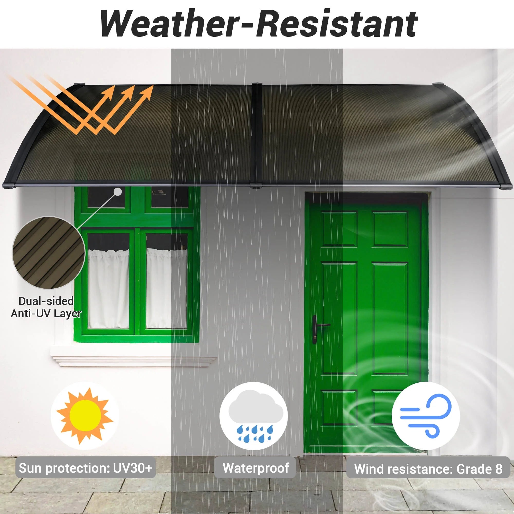 Transparent UV Protected Awning Kit, 2x PC Sheets A1619