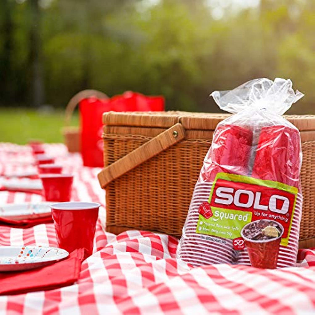 Red Squared Plastic Party Cups, 18 Ounce, 200 Count J6841
