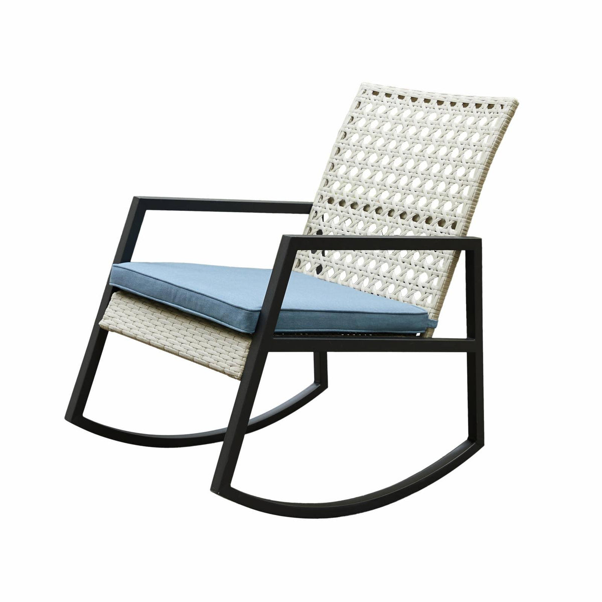 Light Grey/Blue Rattan Rocking Chair I346