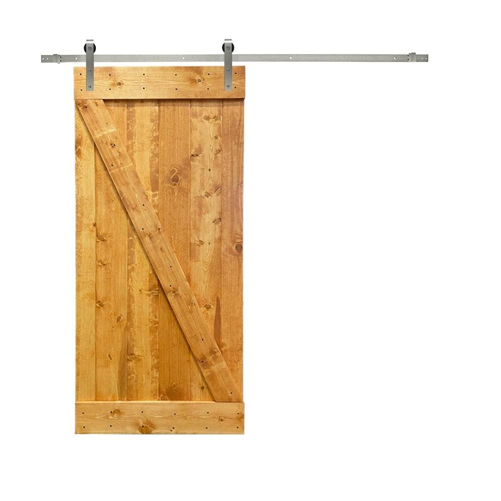 Sage Green Stained Wood Interior Sliding Barn Door with Hardware Kit J92566