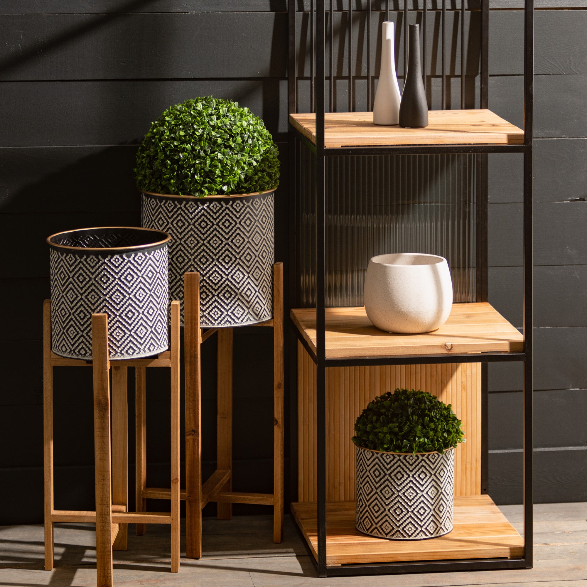 Creamy Speckled Round Ceramic Planter Set of 3 P4092