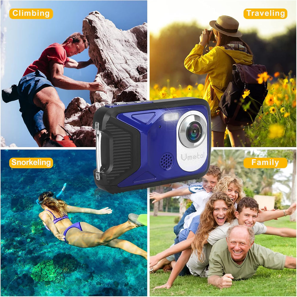 Blue Waterproof Digital Camera 16 MP Underwater Camcorder I836397