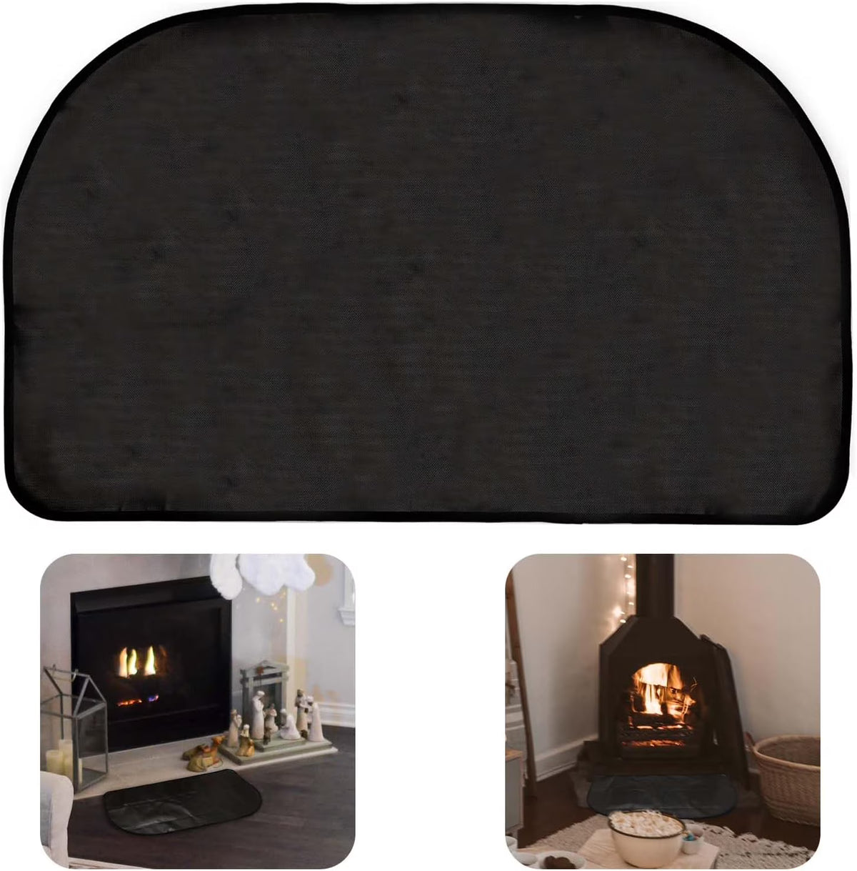 Black 42x24 Inch Fireplace Mat Hearth Pad L4236