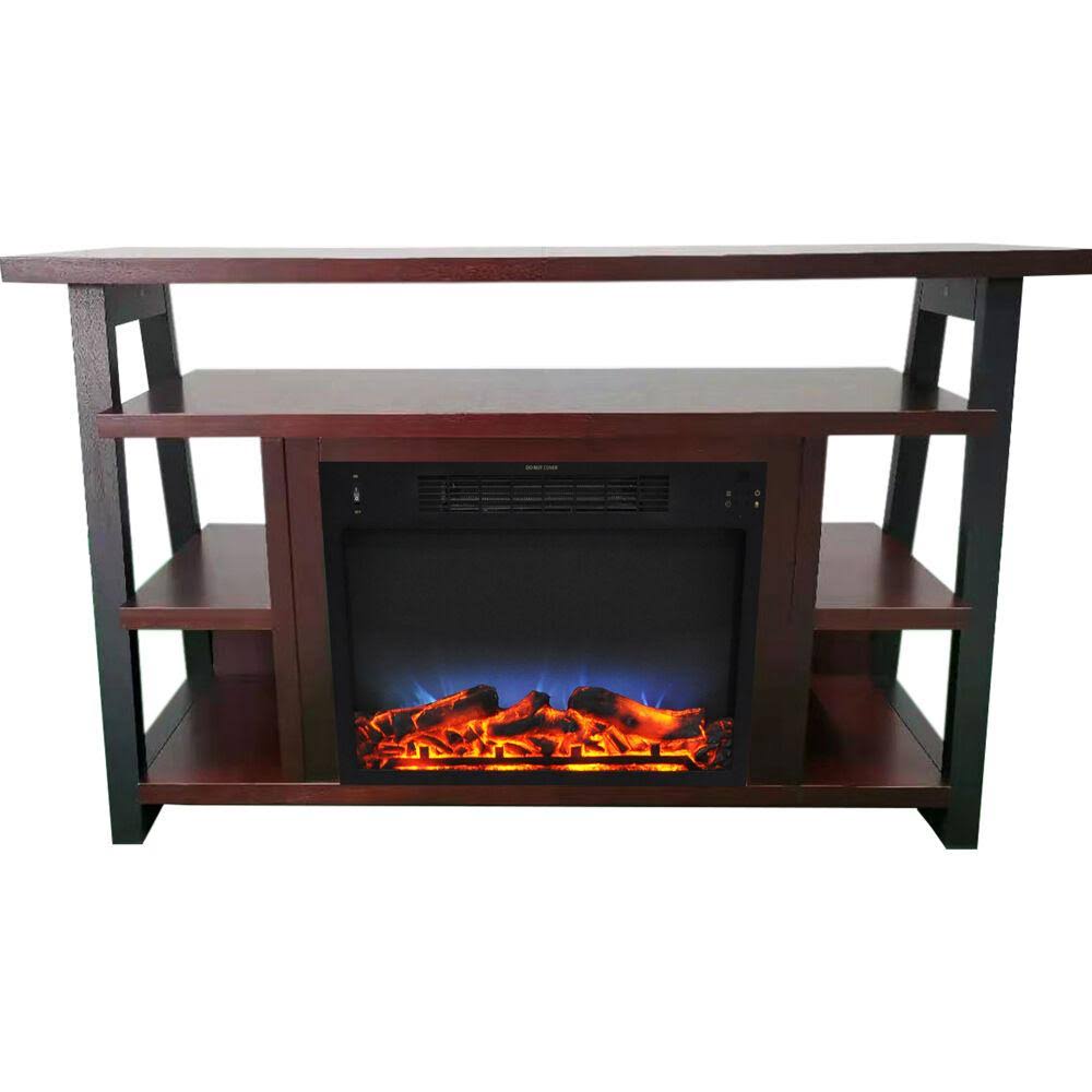 White Electric Fireplace Mantel with LED Flame H7461