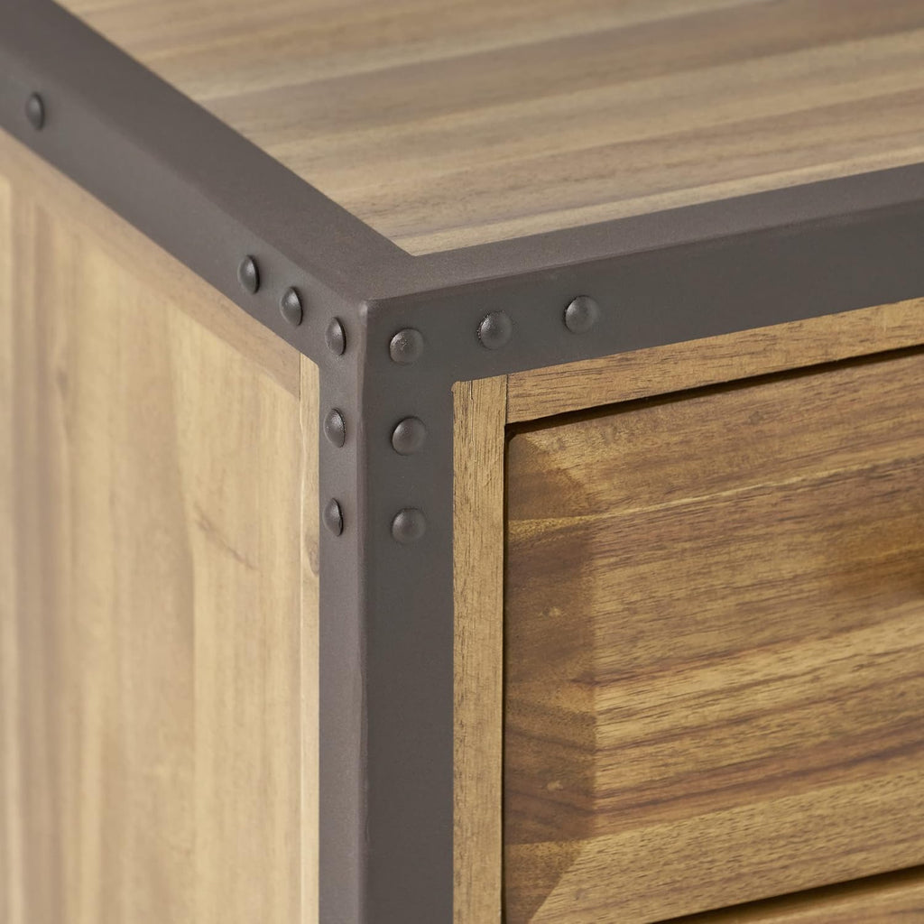 Natural Stained Acacia Wood Two Drawer Night Stand C45516