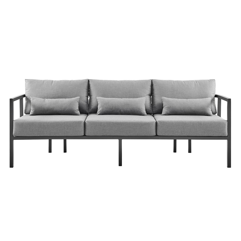 4 Piece Dark Gray Aluminum Outdoor Seating Set with Cushions E30915