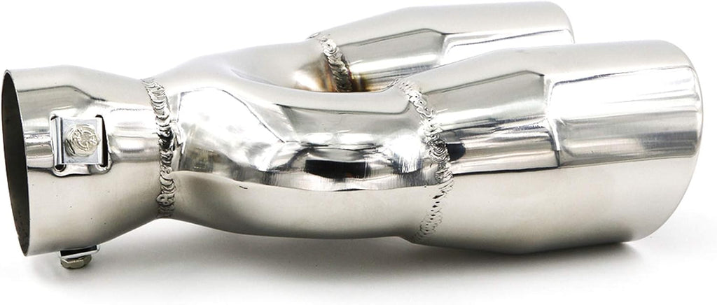 Stainless Steel Weld-On Dual Round Angle Exhaust Tip Tailpipe, Pack of 2 A81858